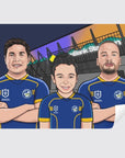Parramatta eels players with a young fan at commbank stadium
