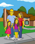 Family in front of simpsons house