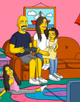 Simpsonify family playing video games and doing the splits
