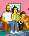Fathers day family cartoon drawing, family watching tv