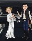 starwars space ship with man and woman dressed up