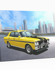 Yellow GT car in the city background