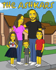 simpsons house portrait of a family of five standing together