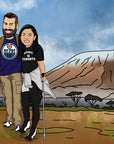 couple hiking in mountains