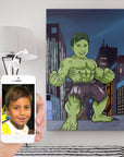 photo comparison from photo to hulk in super hero range