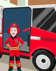 boy with firetruck