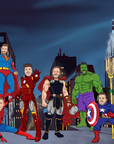 Group of friends superhero cartoon art
