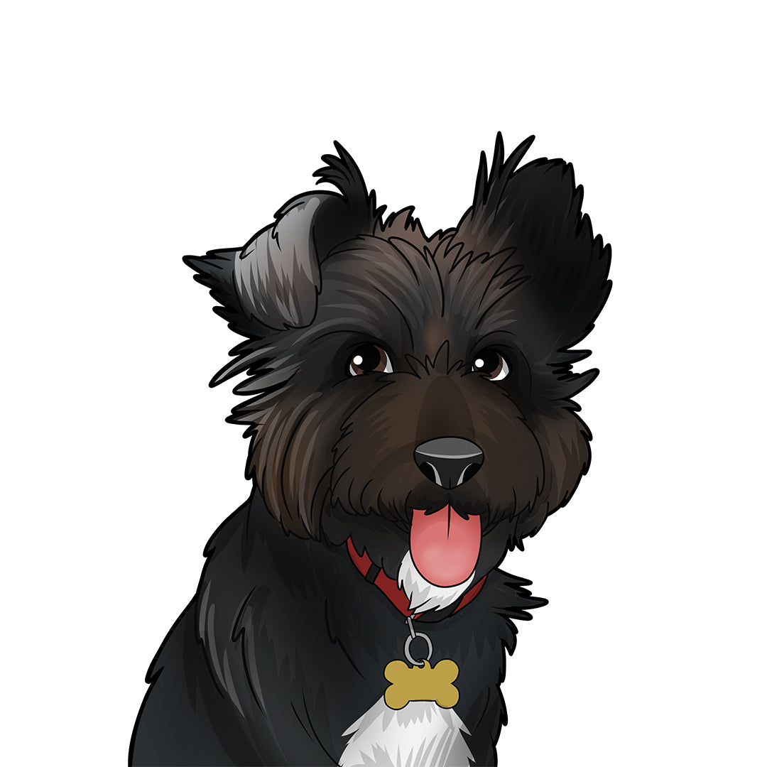 disney style black smiling dog