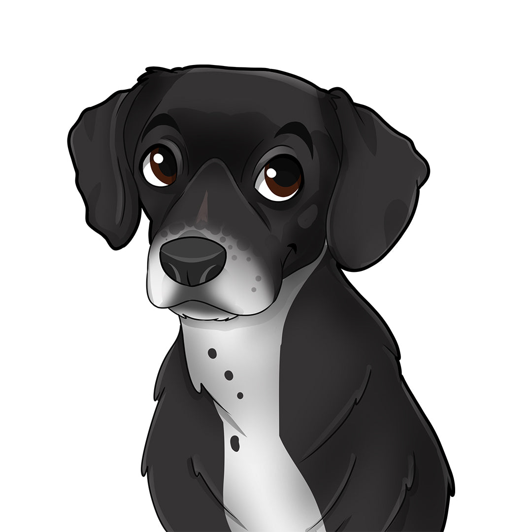 Disney style black puppy with white chest