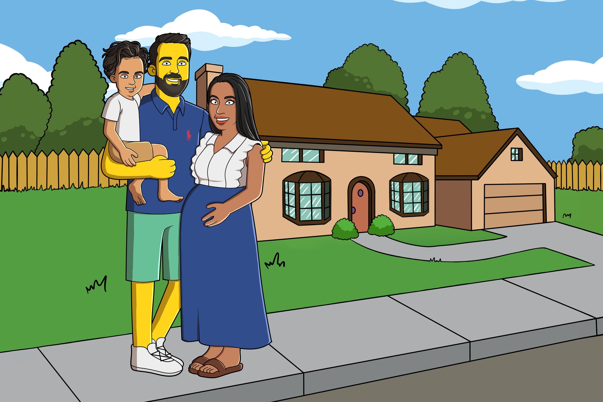 Expecting family infront of simpsons house 
