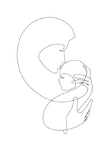 Load image into Gallery viewer, I am Cartoonified, Mother and baby, newborn lineart digital art
