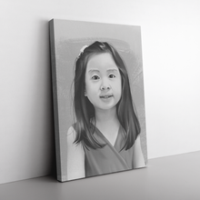 Load image into Gallery viewer, I am Cartoonified, Sketch in black and white of a young girl
