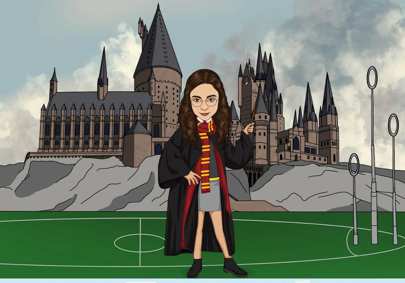 girl wearing gryffindor outfit