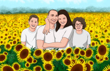 Load image into Gallery viewer, family in field of sunflowers
